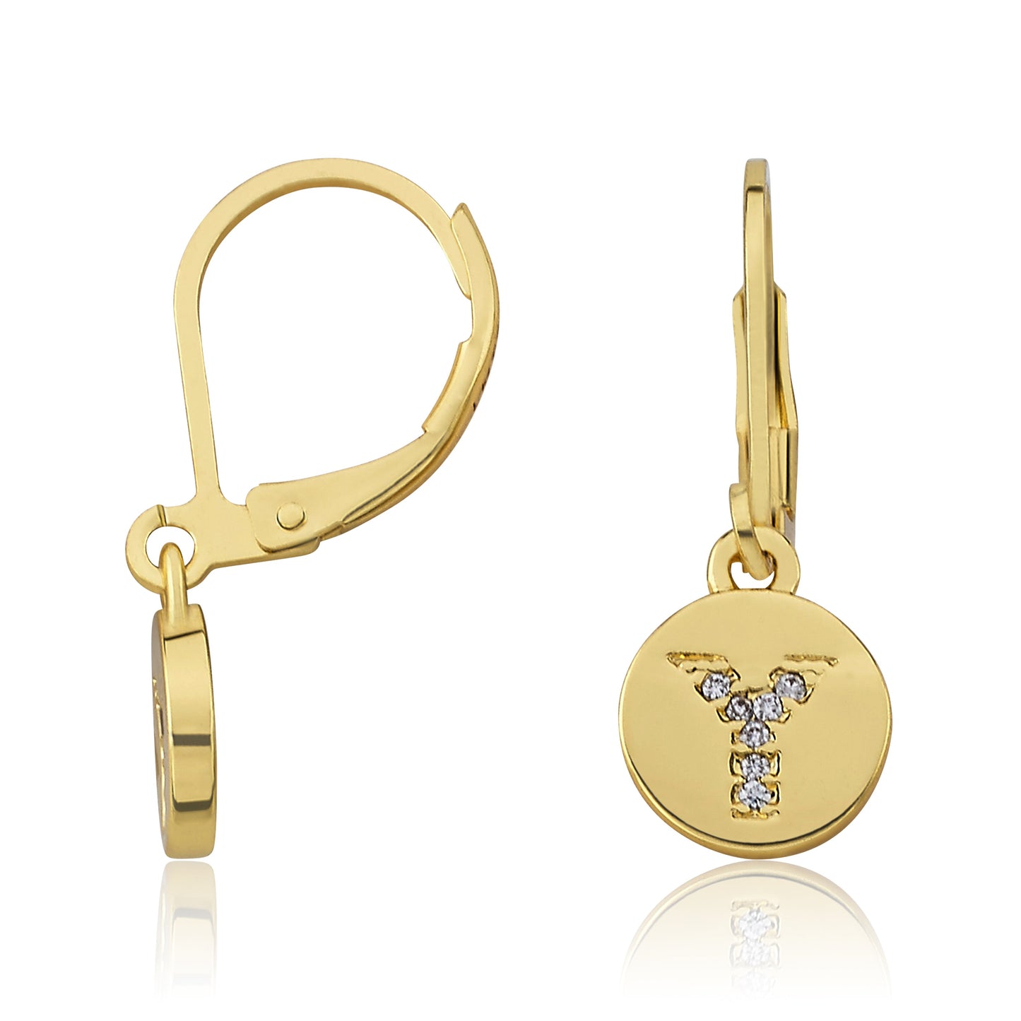 Classic! Initial Disc Leverback Earring