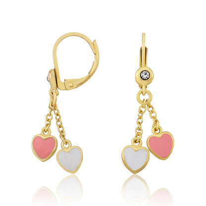 Enamel Hearts Lariat Earring