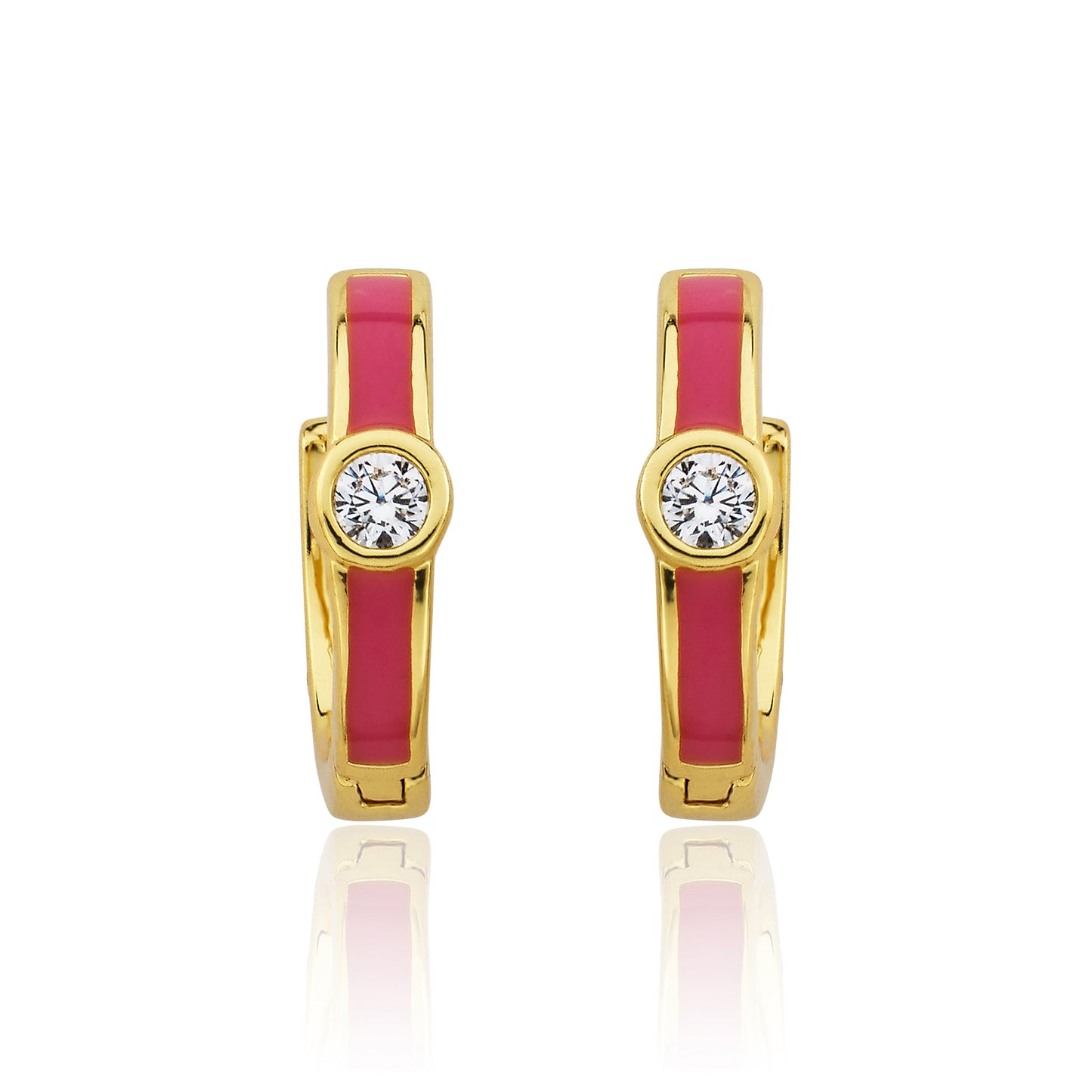 Cz Enamel Huggy Earring