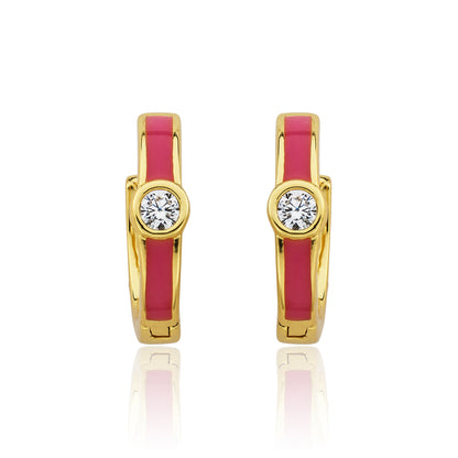 Cz Enamel Huggy Earring