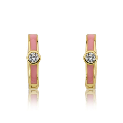 Cz Enamel Huggy Earring
