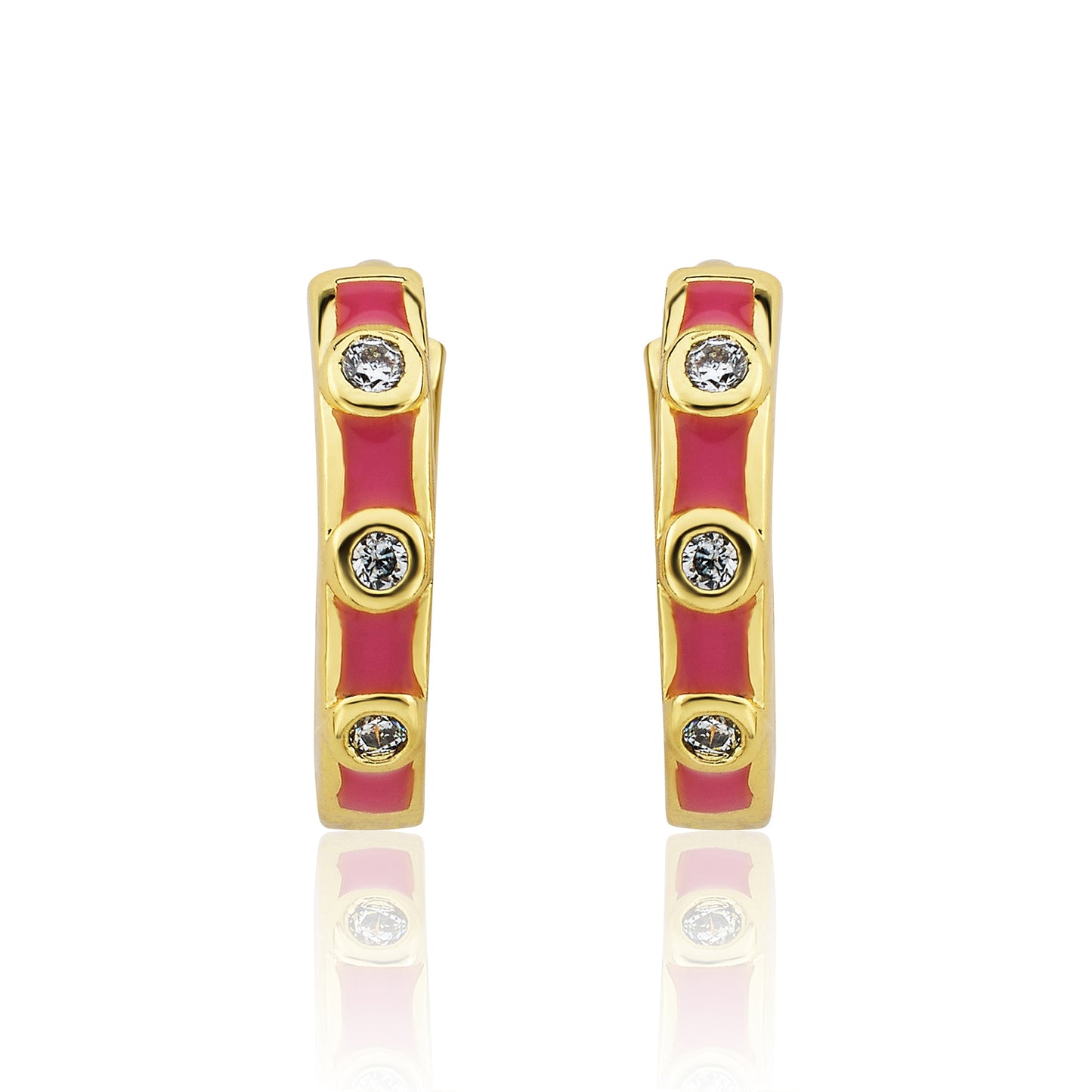 Triple Cz Enamel Huggy Earring
