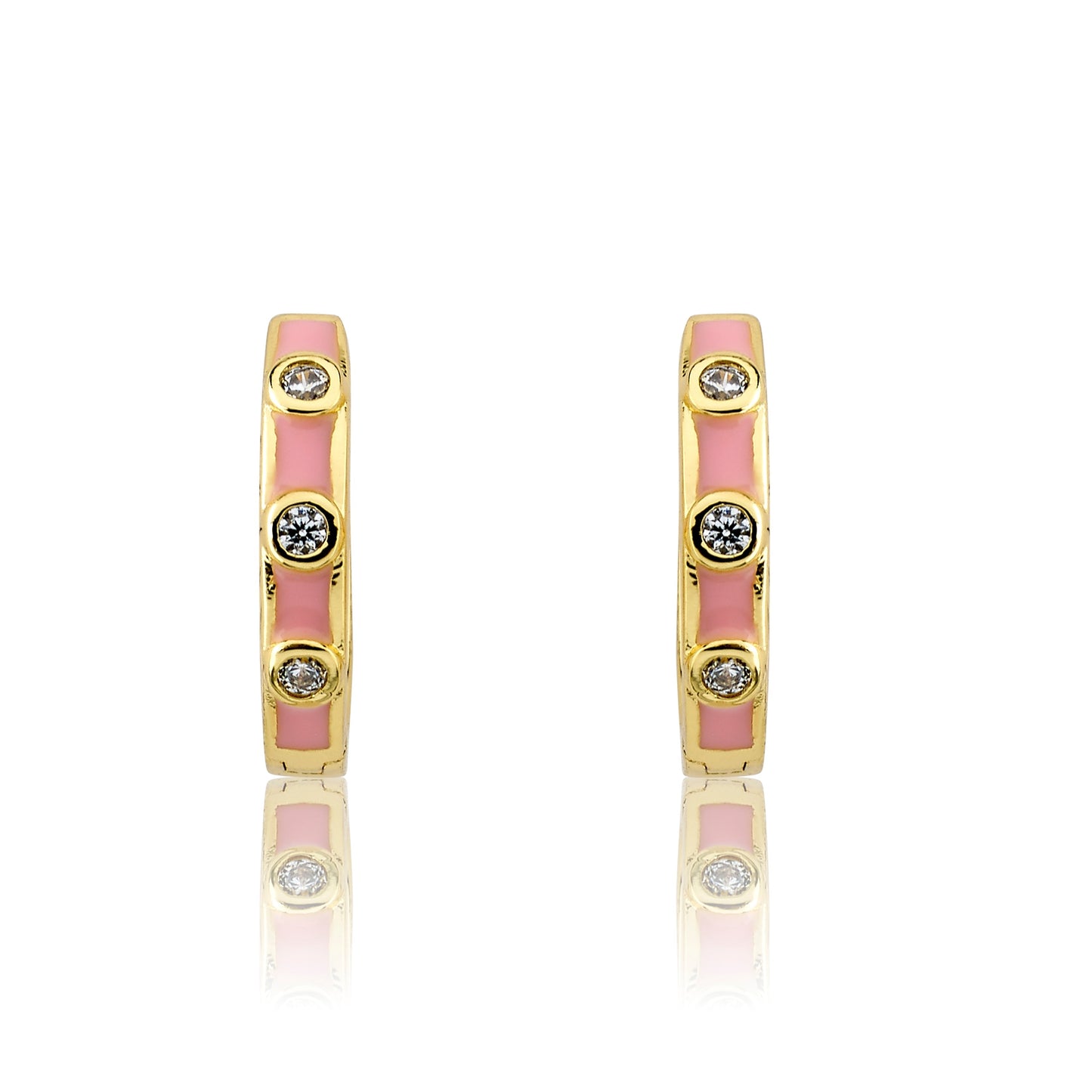 Triple Cz Enamel Huggy Earring
