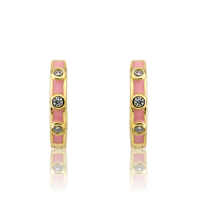 Triple Cz Enamel Huggy Earring