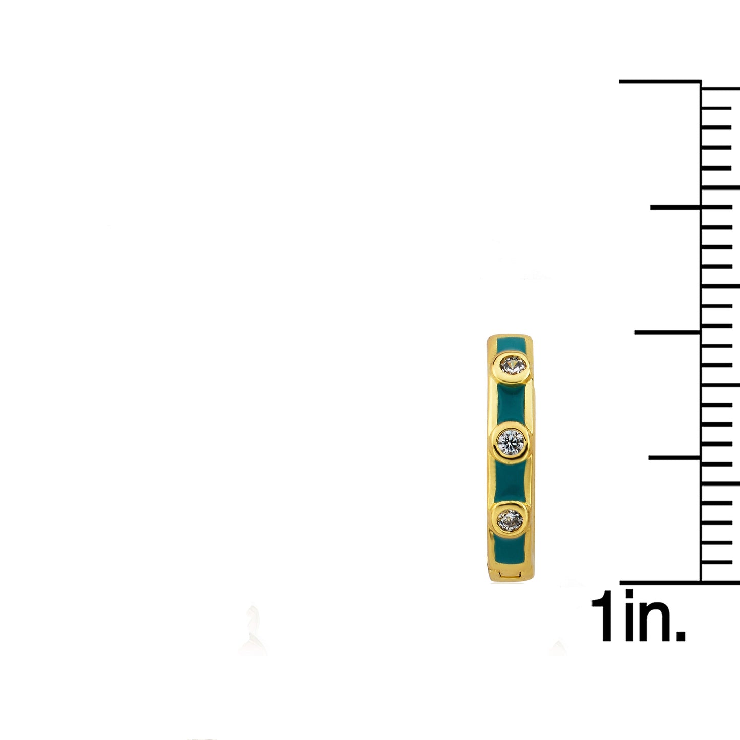 Triple Cz Enamel Huggy Earring
