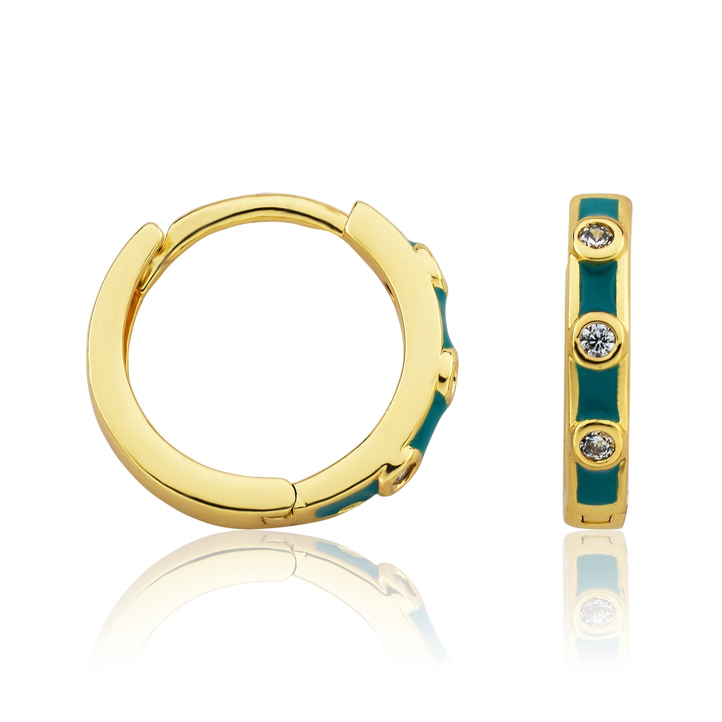 Triple Cz Enamel Huggy Earring