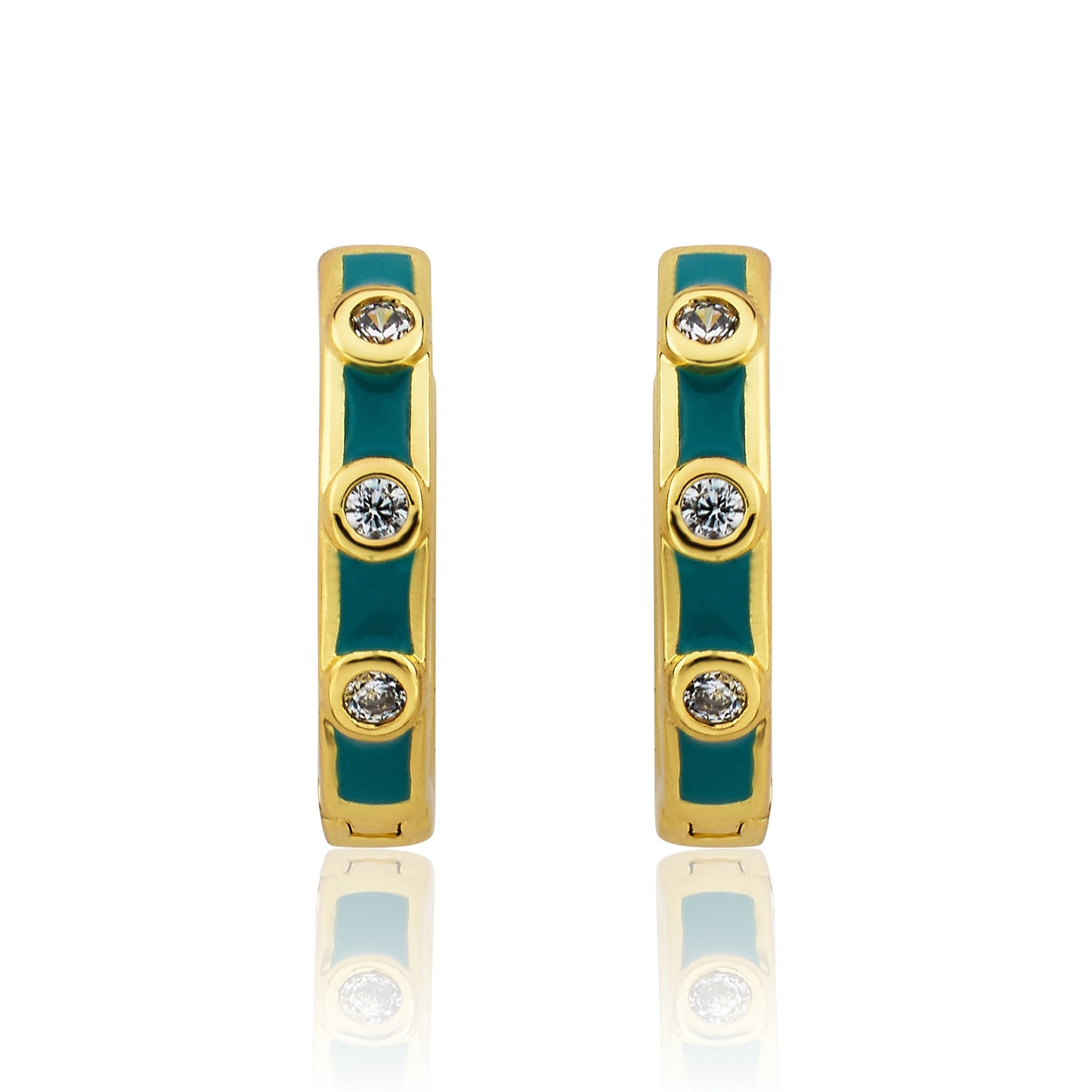 Triple Cz Enamel Huggy Earring