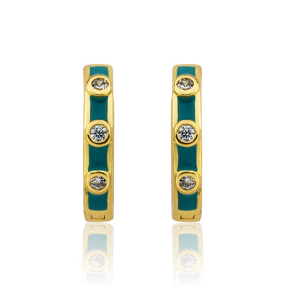 Triple Cz Enamel Huggy Earring