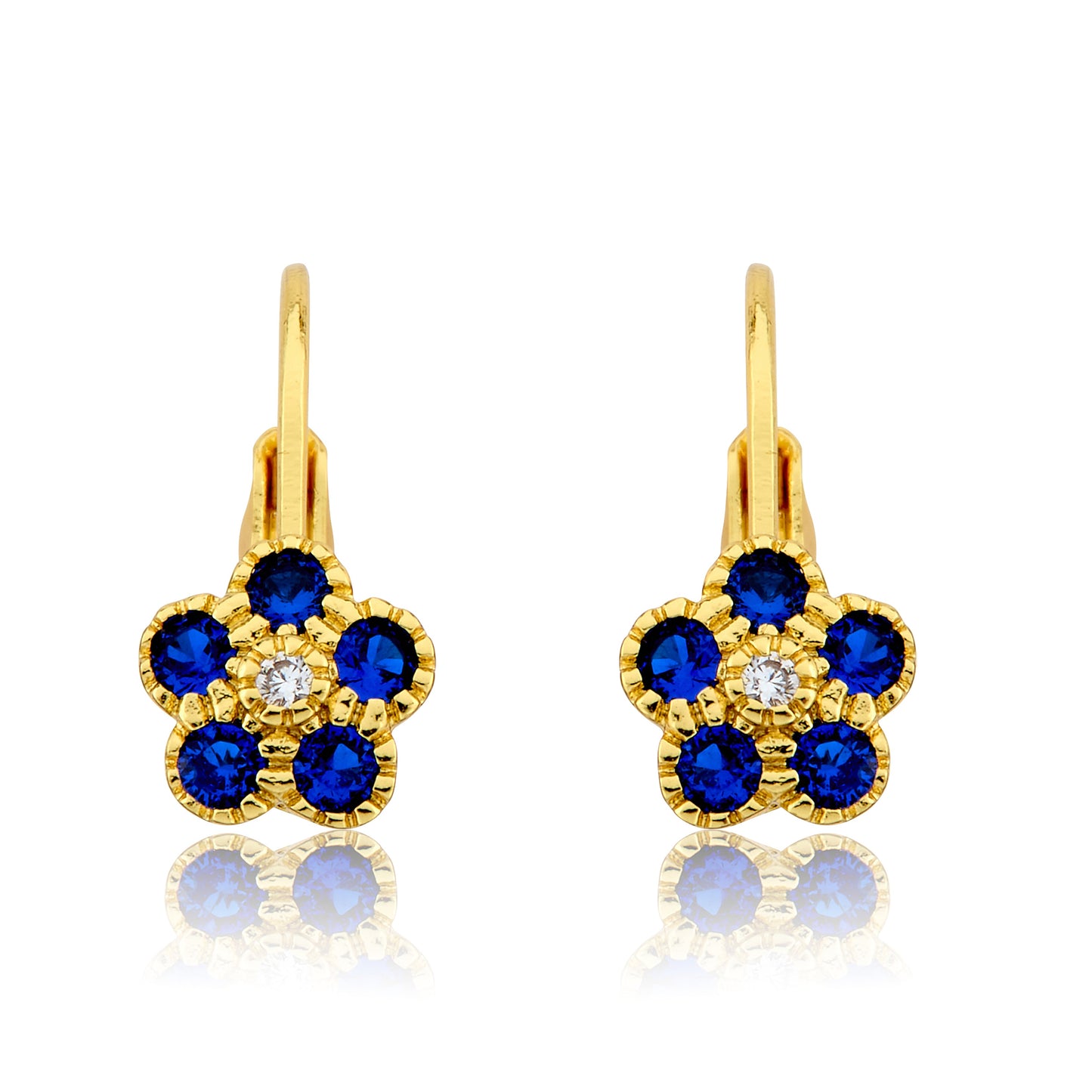 14K Gold Plated Leverback Flower  Earring