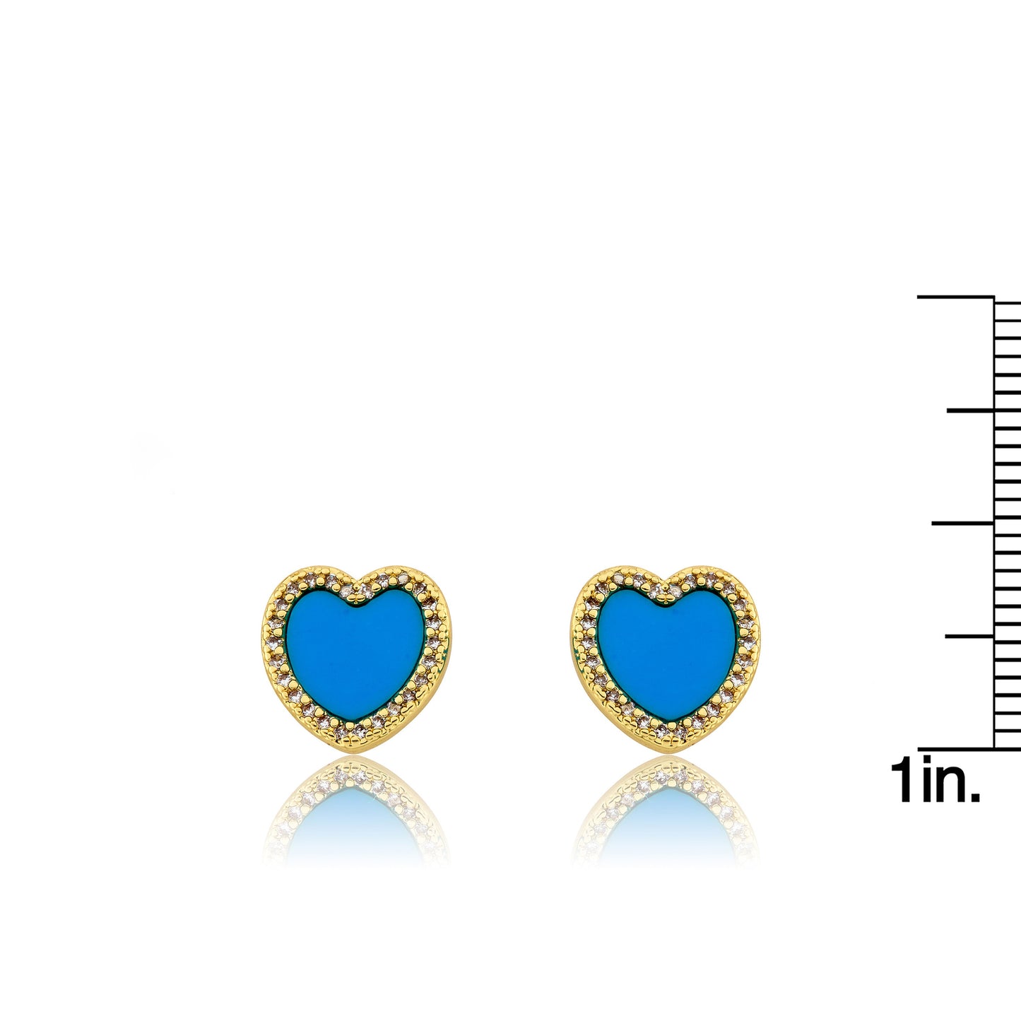 LMTS Classic! Turquoise Heart Cz Frame Stud Earring