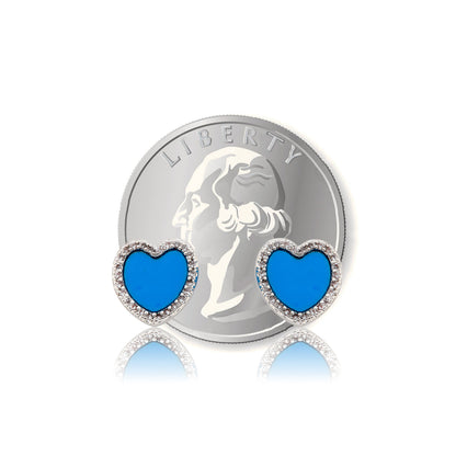 LMTS Classic! Turquoise Heart Cz Frame Stud Earring