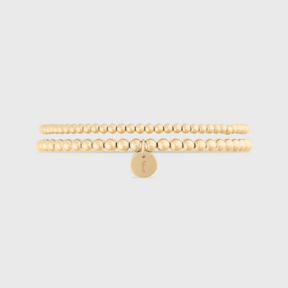 old english initial juno double bracelet stack (3+4mm)