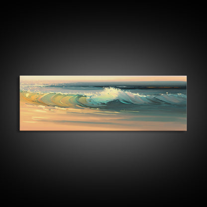 Panoramic Ocean Beach canvas prints Sea landscape Nautical photo Coastal canvas print Sea wave canvas Extra large wall art  Ready to hang