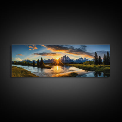Panoramic of Grand Teton National Park, Extra Large Wall Art, Panoramic Wall Art, Panoramic Landscape Print, Landscape Photography