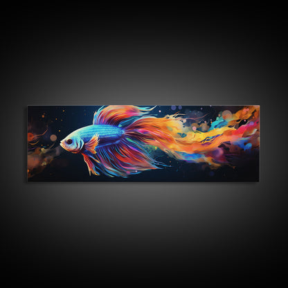 Betta Fish Painting Wall Art, Framed Canvas Print, Siamese Fighting Fish, Aquarium Wall Art, Colorful Pet Fish painting