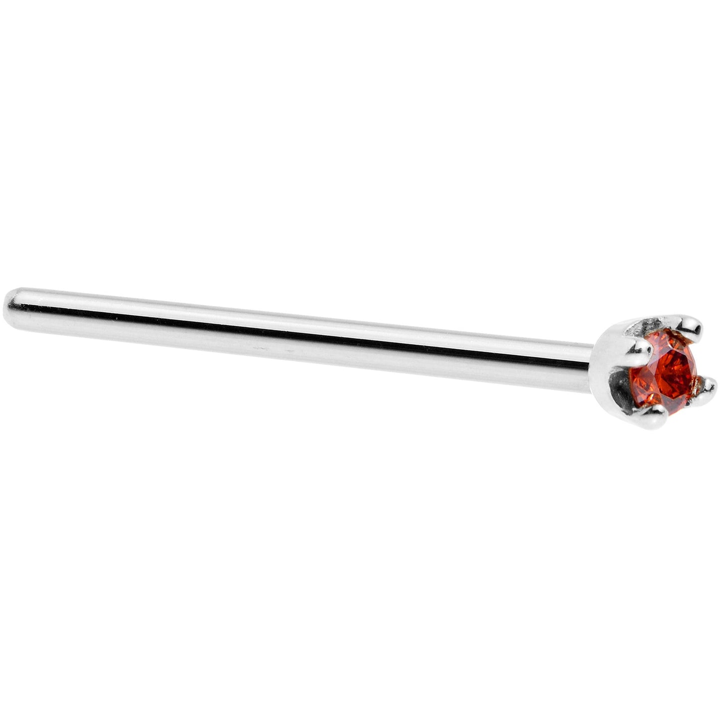 Solid 14K White Gold 1.5mm Genuine Red Diamond Nose Ring
