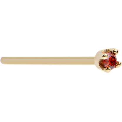 Solid 14K Yellow Gold 1.5mm Genuine Red Diamond Nose Ring