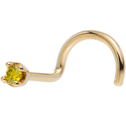 Solid 14K Yellow Gold 1.5mm Genuine Yellow Diamond Nose Ring