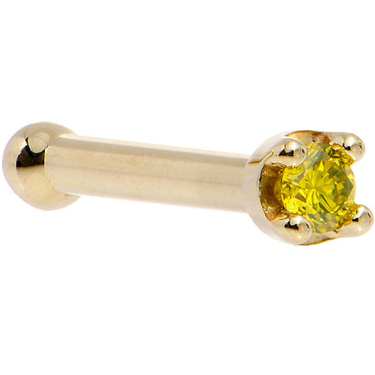 Solid 18K Yellow Gold 1.5mm Genuine Yellow Diamond Nose Ring