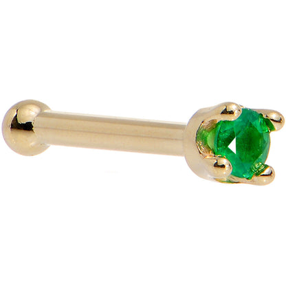 Solid 18K Yellow Gold 1.5mm Genuine Emerald Nose Ring