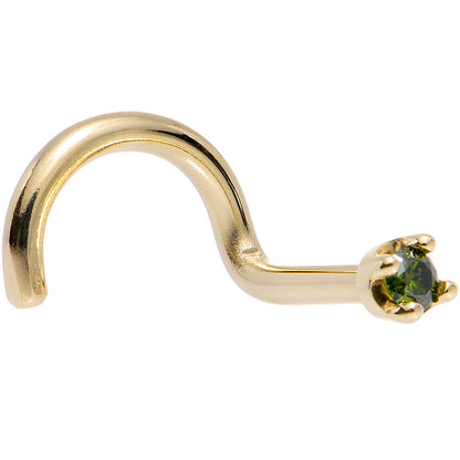 Solid 18K Yellow Gold 1.5mm Genuine Green Diamond Nose Ring