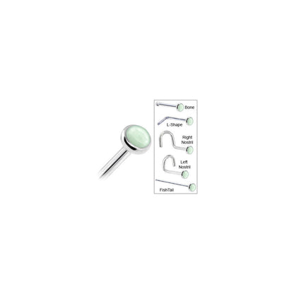 Solid 14K White Gold 2mm Aventurine Quartz Nose Ring