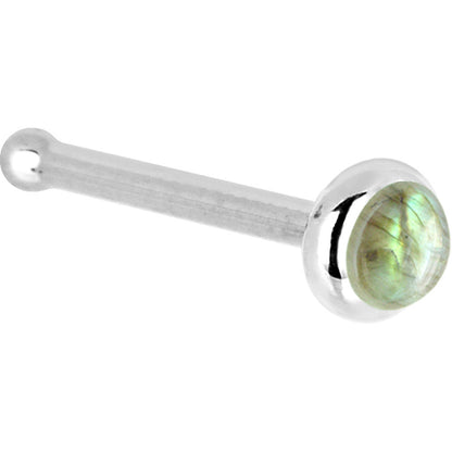 Solid 14K White Gold 2mm Labradorite Nose Ring