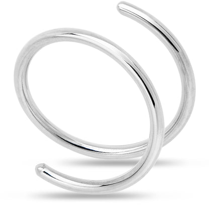Double Hoop Nose 925 Sterling Silver Spiral Nose Ring 20G 8mm Right
