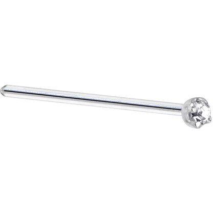 Solid 14K White Gold 1.5mm Genuine Diamond Nose Ring