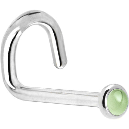 Solid 14K White Gold 2mm Genuine Peridot Nose Ring