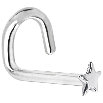 Solid 14K White Gold Star Nose Ring