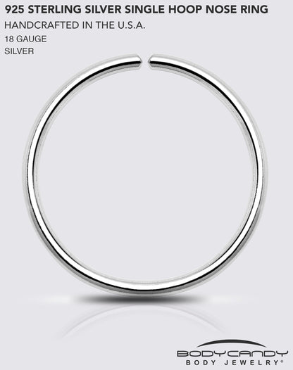 Single Hoop Nose 925 Sterling Silver Nose Hoop Ring