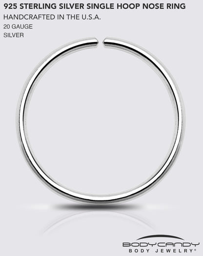 Single Hoop Nose 925 Sterling Silver Nose Hoop Ring