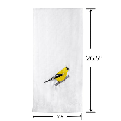 100% Cotton Tea Towels with Bird Embroidery - Kitchen Towels