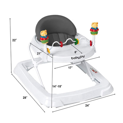 Adjustable Height Removable Folding Portable Baby Walker-Gray