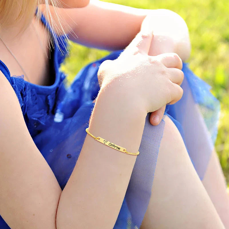 Kids Adjustable ID Bracelet | Custom Name Anti-Lost Stainless Steel Jewelry for Children
