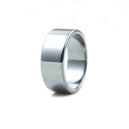 Flat Hematite Ring 10mm Wide | Unisex 5A Quality Black Jewelry
