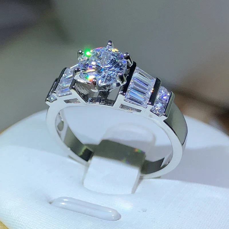 925 Sterling Silver Zircon Engagement Ring | Classic Cocktail Jewelry for Women