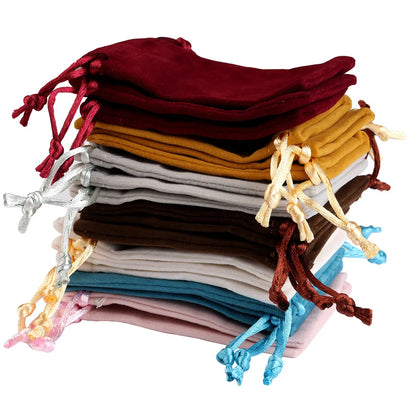 10pcs Drawstring Velvet Jewelry Gift Bags | Soft Plush Multi-Color Pouches for Wedding Christmas Party
