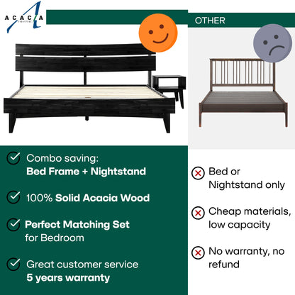Aurora Solid Wood Bed Frame