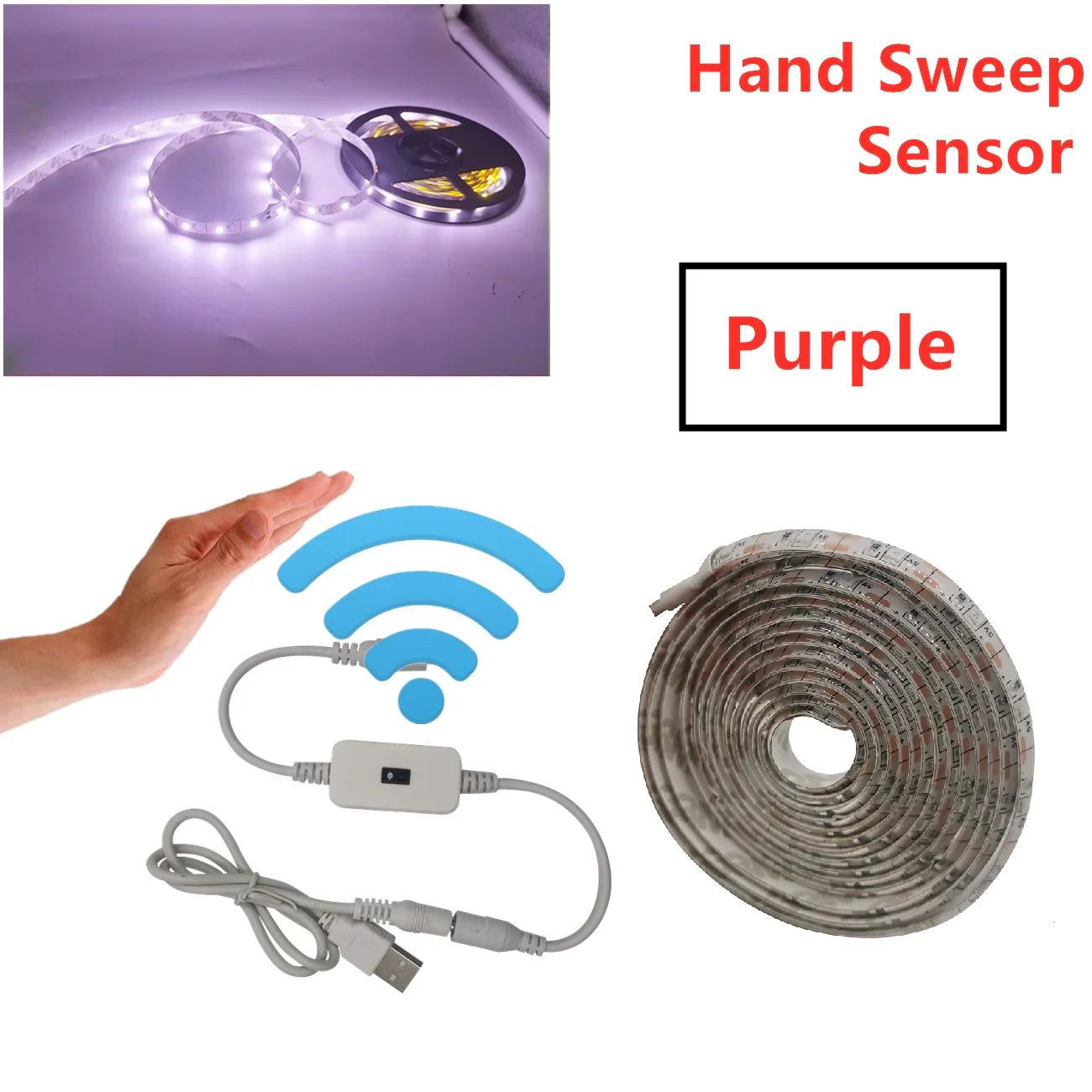 USB Motion Sensor LED Strip Light | Hand Sweep Control for Kitchen TV Backlight