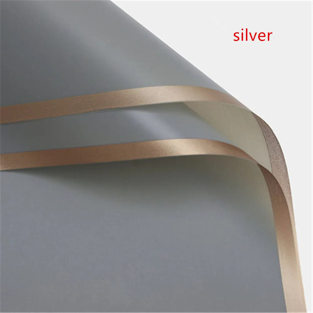 5pcs Flower Wrapping Paper with Golden Border | Korean Style Half Transparent Gift Packing for Florist Bouquet