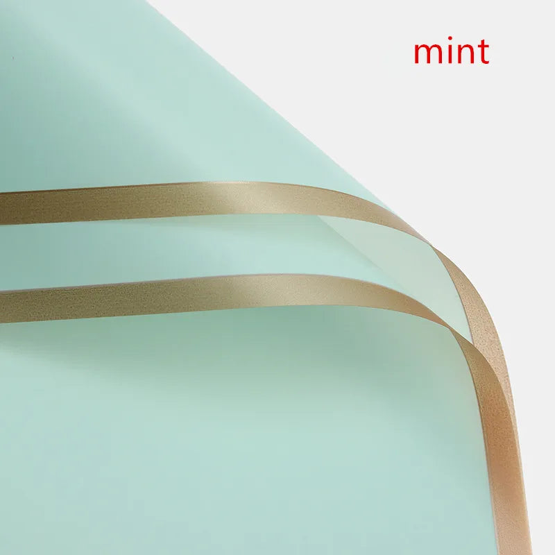5pcs Flower Wrapping Paper with Golden Border | Korean Style Half Transparent Gift Packing for Florist Bouquet