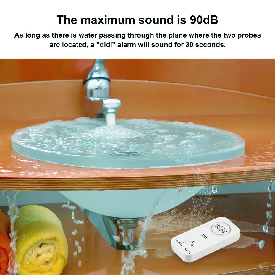 KERUI 433Mhz Leakage Alarm Water Detector Drip Alert with 90db Loud Home Security  Overflow Sensor for Kitchen Bathroom