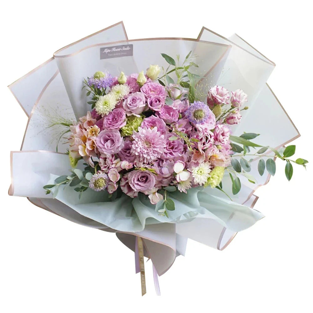 5pcs Flower Wrapping Paper with Golden Border | Korean Style Half Transparent Gift Packing for Florist Bouquet