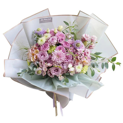5pcs Flower Wrapping Paper with Golden Border | Korean Style Half Transparent Gift Packing for Florist Bouquet