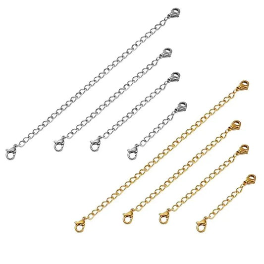 10pcs Stainless Steel Extender Chains for Necklace Bracelet | Adjustable Lobster Clasp Extension Links Set