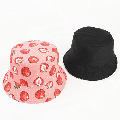 Strawberry Print Bucket Hat