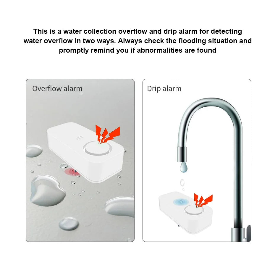 KERUI 433Mhz Leakage Alarm Water Detector Drip Alert with 90db Loud Home Security  Overflow Sensor for Kitchen Bathroom