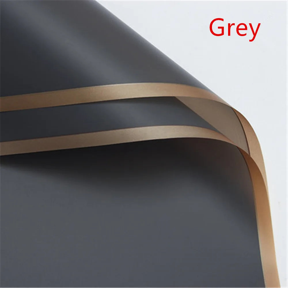 5pcs Flower Wrapping Paper with Golden Border | Korean Style Half Transparent Gift Packing for Florist Bouquet